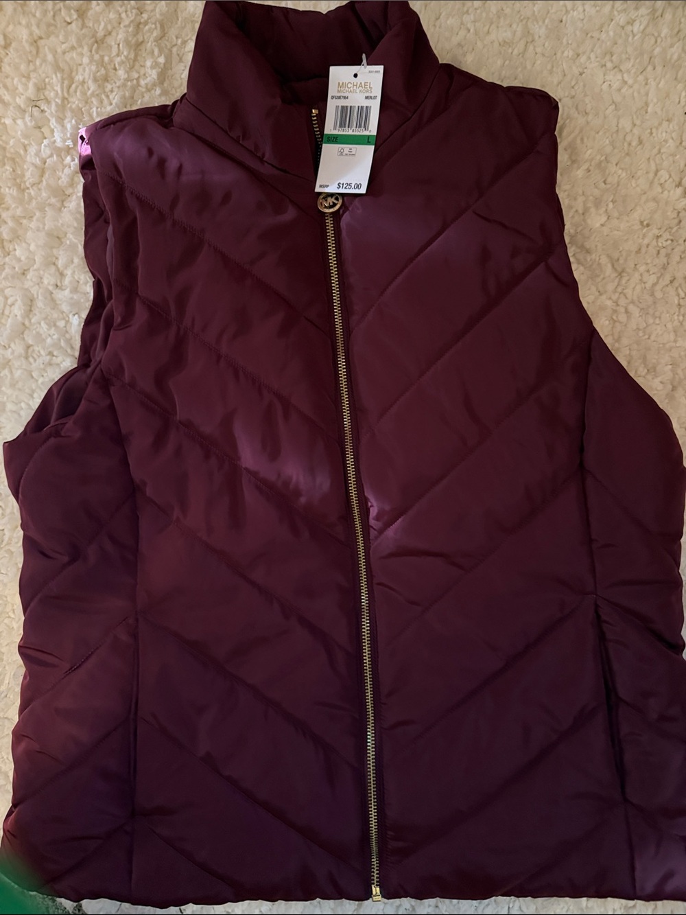 Michael Kors Quilted Puffer Vest in Deep Wine